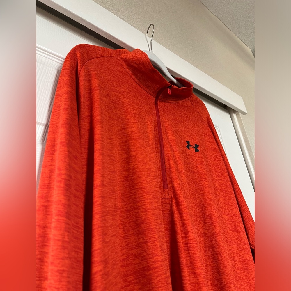 Under Armour Mens Tech 2.0 Half Zip Top Orange Sports Running Breathable